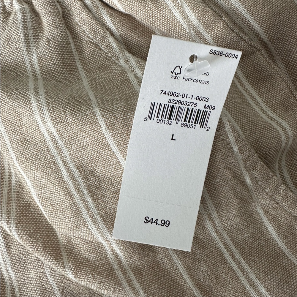 Tan And White Striped Linen Shorts - L - Picture 7 of 7